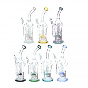 15.5" Chill Glass Spiral Coil W/ Jelly Fish Perc Recycler Water Pipe [JLB164]